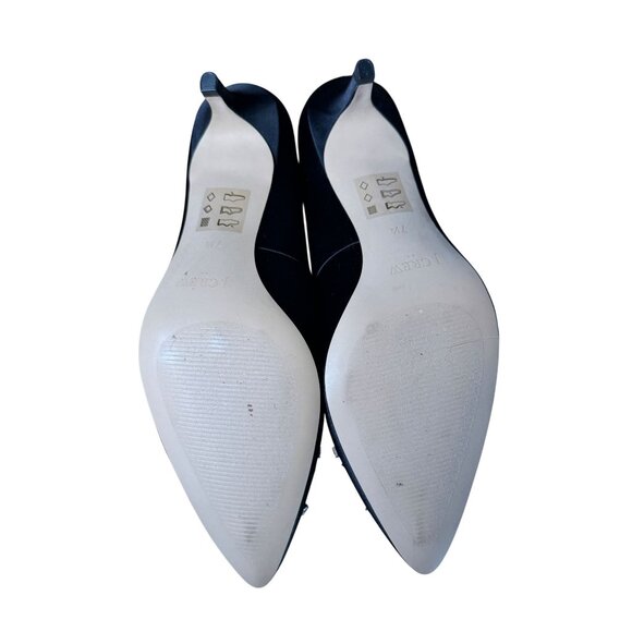 J. Crew Factory Black Crystal Bow Pointed Toe Kitten Heels Size 7.5 - Picture 5 of 8